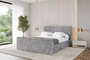 ALTDECOR ALOVA-Z-V1 Polsterbett mit Bettkasten und Lattenrost, 200x200cm, hellgrau (800001729743)