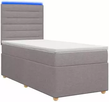 vidaXL Boxspringbett mit Matratze und Kopfteil, taupe, 80x200cm, Stoff (3455214)