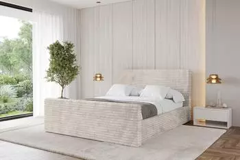 ALTDECOR ALOVA-Z Polsterbett mit Bettkasten und Lattenrost, 120x200cm, creme (800001640313)