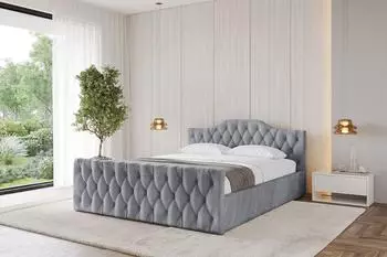 ALTDECOR FALIO-Z-V1 Polsterbett mit Bettkasten und Lattenrost, hellgrau, 180x200cm (800001638891)