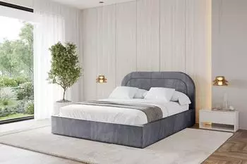 ALTDECOR Leray Polsterbett mit Bettkasten und Lattenrost, 160x200cm, dunkelgrau (800001638426)