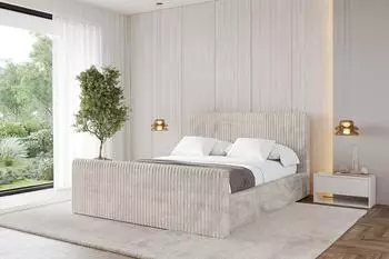 ALTDECOR Alova-Z-V1 Polsterbett mit Bettkasten und Lattenrost, 180x200cm, creme (800001729766)