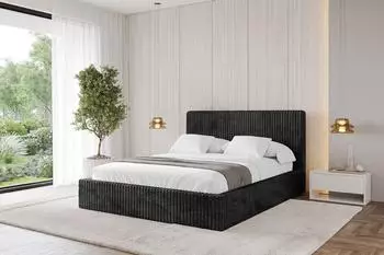 ALTDECOR Alova-V1 Polsterbett mit Bettkasten und Lattenrost, 200x200cm, schwarz (800001813922)