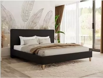 MKS Lumaro Classic Polsterbett 140x200cm, Kunstleder, schwarz