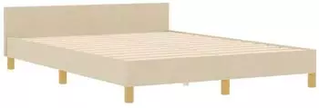 vidaXL Bettgestell mit Kopfteil Stoff, creme, 140x190cm