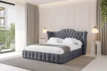 ALTDECOR Mody Polsterbett mit Bettkasten und Lattenrost, 160x200cm, dunkelgrau (800001642320)