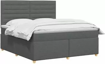 vidaXL Boxspringbett mit Matratze dunkelgrau 180x200cm Stoff (3453936)