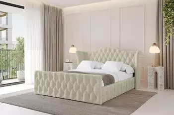 ALTDECOR Mody-Z Polsterbett mit Bettkasten und Lattenrost, 140x200cm, beige, H3/H4 (800001639891)