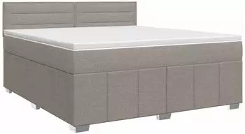vidaXL Boxspringbett mit Matratze, Stoff, taupe, 180x200cm (3451266)