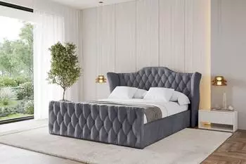 ALTDECOR ZORAN-Z Polsterbett mit Bettkasten und Lattenrost, 120x200cm, dunkelgrau (800001636924)