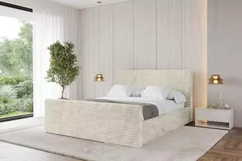 ALTDECOR ALOVA-Z Polsterbett mit Bettkasten und Lattenrost, 120x200cm, beige (800001638596)