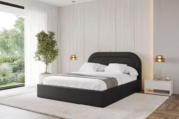 ALTDECOR Leray Polsterbett mit Bettkasten und Lattenrost, Kunstleder, schwarz, 120x200cm (800001637469)