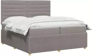 vidaXL Boxspringbett mit Matratze, Stoff, taupe, 200x200cm (3454470)