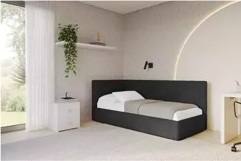 ALTDECOR Tuly Jugendbett mit Bettkasten und Matratze, 80x200cm, schwarz (800001939366)