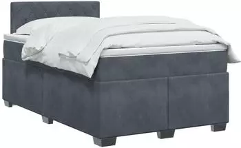 vidaXL Boxspringbett mit Matratze und LED, Samt, dunkelgrau, 120x190cm (3452133)