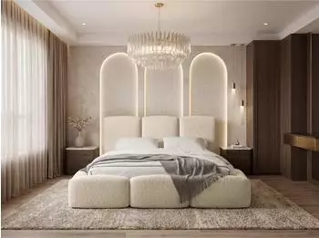 WFL GROUP Harmony Polsterbett mit Bettkasten & Lattenrost, Boucl&eacute; creme, 200x200cm (800001752149)