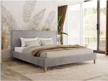 MKS Lumaro Classic Polsterbett 140x200cm hellgrau Samt (800002056374)