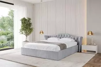 ALTDECOR ZORAN-V1 Polsterbett mit Bettkasten und Lattenrost, 140x200cm, hellgrau (800001639738)