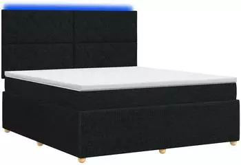 vidaXL Boxspringbett mit LED und Matratze, Stoff, schwarz, 180x200cm