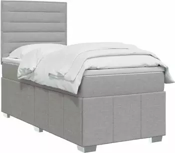 vidaXL Boxspringbett mit Matratze hellgrau 90x200cm Stoff (3454043)