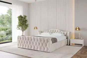 ALTDECOR ZORAN-Z-V1 Polsterbett mit Bettkasten und Lattenrost, 140x200cm, beige (800001640497)