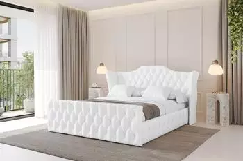 ALTDECOR Mody-Z Polsterbett mit Bettkasten und Lattenrost, weiß Kunstleder, 140x200cm (800001639769)
