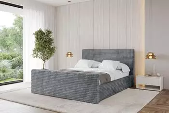 ALTDECOR ALOVA-Z Polsterbett mit Bettkasten und Lattenrost, 120x200cm, dunkelgrau (800001638600)