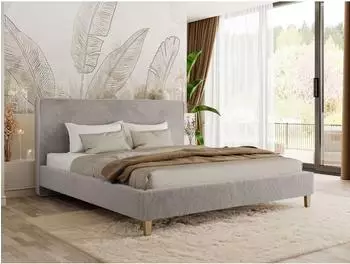 MKS Lumaro Classic Polsterbett 160x200cm, hellgrau Pl&uuml;sch (800002056098)
