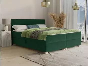 Sofnet Fren Boxspringbett mit 2 Bettk&auml;sten, Bonell-Matratze & Topper, dunkelgr&uuml;n, 140x200cm (Kronos 19)