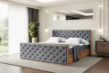 ALTDECOR Lolli3-Z Boxspringbett mit Matratze H4, Lattenrost & Topper, 120x200cm, dunkelgrau (800001765025)
