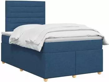 vidaXL Boxspringbett mit Matratze und Kopfteil, blau, 120x200cm, Stoff (3453857)