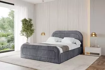 ALTDECOR LERAY-Z Polsterbett mit Bettkasten und Lattenrost, 140x200cm, dunkelgrau (800001636514)