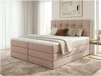 Sofnet Best XL Boxspringbett mit 2 Bettk&auml;sten, Webstoff, pink (140x200cm)