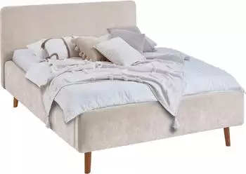 Meise Möbel Mattis Polsterbett, Strukturstoff beige, Holzfuß eichefarbig (2848-99-3000)