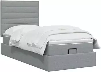 vidaXL Ottoman-Bett mit Matratze, hellgrau, 90x190cm, Stoff (3457369)