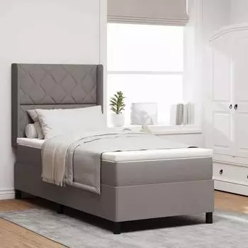 vidaXL Boxspringbett mit Matratze Stoff taupe 90x200cm