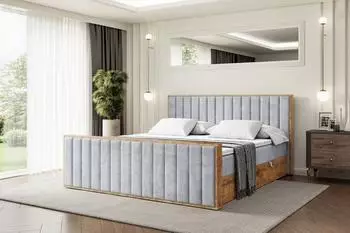 ALTDECOR Lolli4-Z Boxspringbett mit Matratze H4 & Lattenrost, 180x200cm, grau (800001814092)