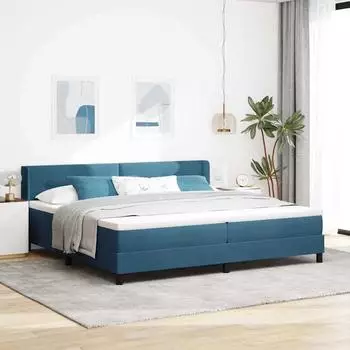 vidaXL Boxspringbett mit Kopfteil, Samt, dunkelblau, 200x200cm