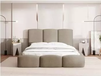 WFL GROUP Harmony Polsterbett mit Bettkasten & Lattenrost, Chenille braun, 140x200cm (800001913315)