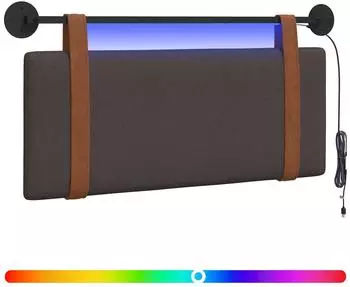 vidaXL H&auml;ngendes Kopfteil mit LED-Licht, dunkelbraun antikes PU