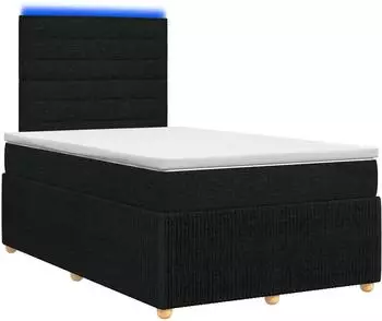 vidaXL Boxspringbett mit Matratze, LED, schwarz, 120x190cm, Stoff (3455806)
