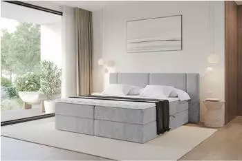 ALTDECOR Evon Boxspringbett mit Matratze H3, Topper, 160x200cm, grau (800002004940)