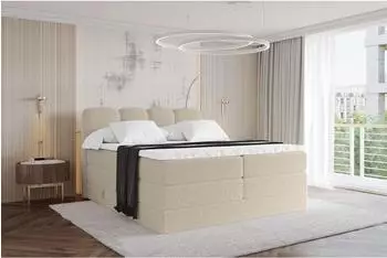 ALTDECOR Nina King Boxspringbett 180x200cm, Boucl&eacute;, dunkelbeige, H3/H4 (800001935994)