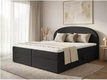 Sofnet Cloud Boxspringbett mit 2 Bettk&auml;sten, Boucl&eacute;, schwarz, 180x200cm