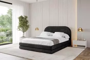 ALTDECOR Leris Polsterbett mit Bettkasten, Lattenrost & Matratze H3/H4, 160x200cm, schwarz (800001740665)