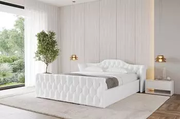 ALTDECOR Zoran-Z-V1 Polsterbett mit Bettkasten und Lattenrost, wei&szlig; Hochglanz, 140x200cm (800001640512)