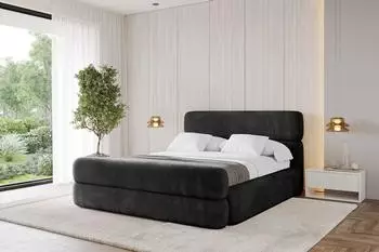 ALTDECOR ENORA-Z Polsterbett mit Bettkasten und Lattenrost, 200x200cm, schwarz