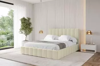 ALTDECOR Fino Polsterbett mit Bettkasten und Lattenrost, 180x200cm, beige (FINO)