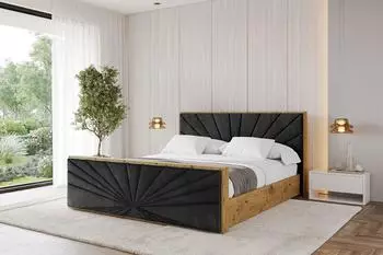 ALTDECOR ENZO6-Z Polsterbett mit Bettkasten und Lattenrost, 200x200cm, schwarz (800001811827)