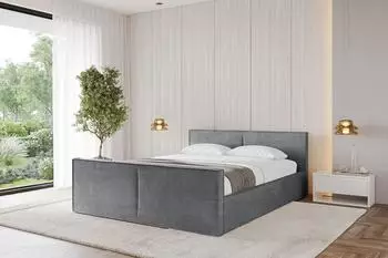 ALTDECOR Emmi-Z-V1 Polsterbett mit Bettkasten und Lattenrost, 120x200cm, dunkelgrau (800001640562)